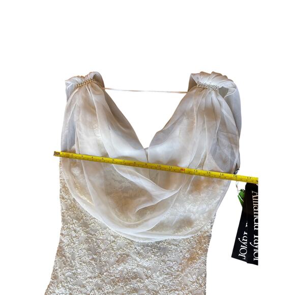 Vintage short wedding dress cowl neck drape lace - Picture 6 of 8